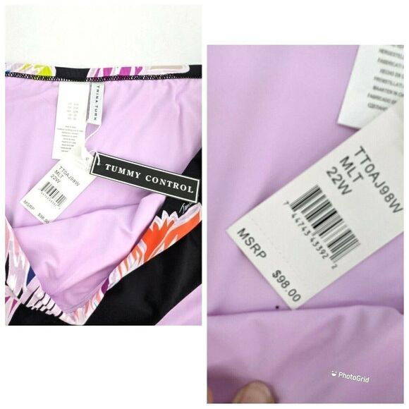 Trina Turk Womens Two Piece Tropical Floral Swimsuit Size 22W NWT - Picture 7 of 12